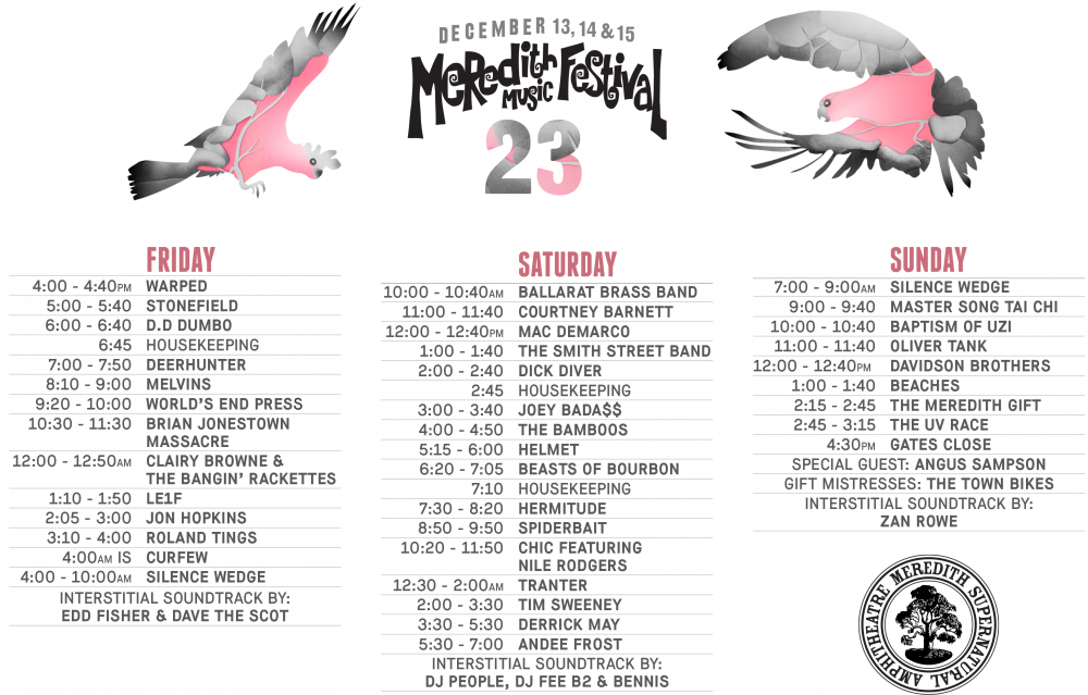 Meredith Music Festival 2013 - playing times